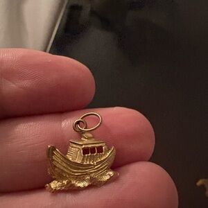 Gold Boat Charm Pendant